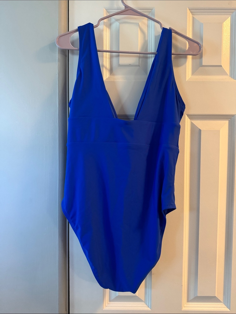 Quince V-Neck One-Piece Swimsuit in Royal Blue - Picture 5 of 6
